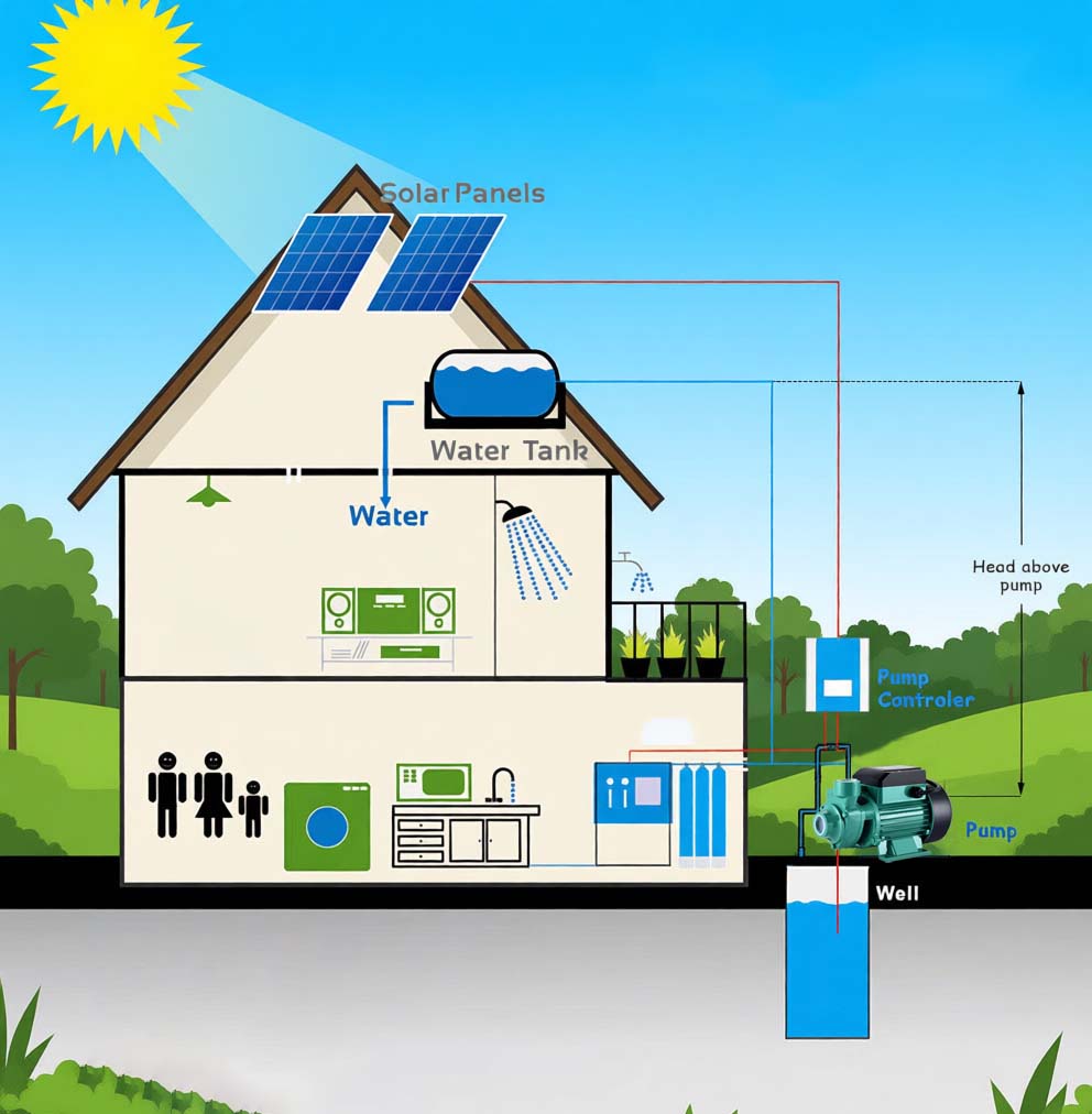 Aplicaci&oacute;n de bomba de superficie solar.